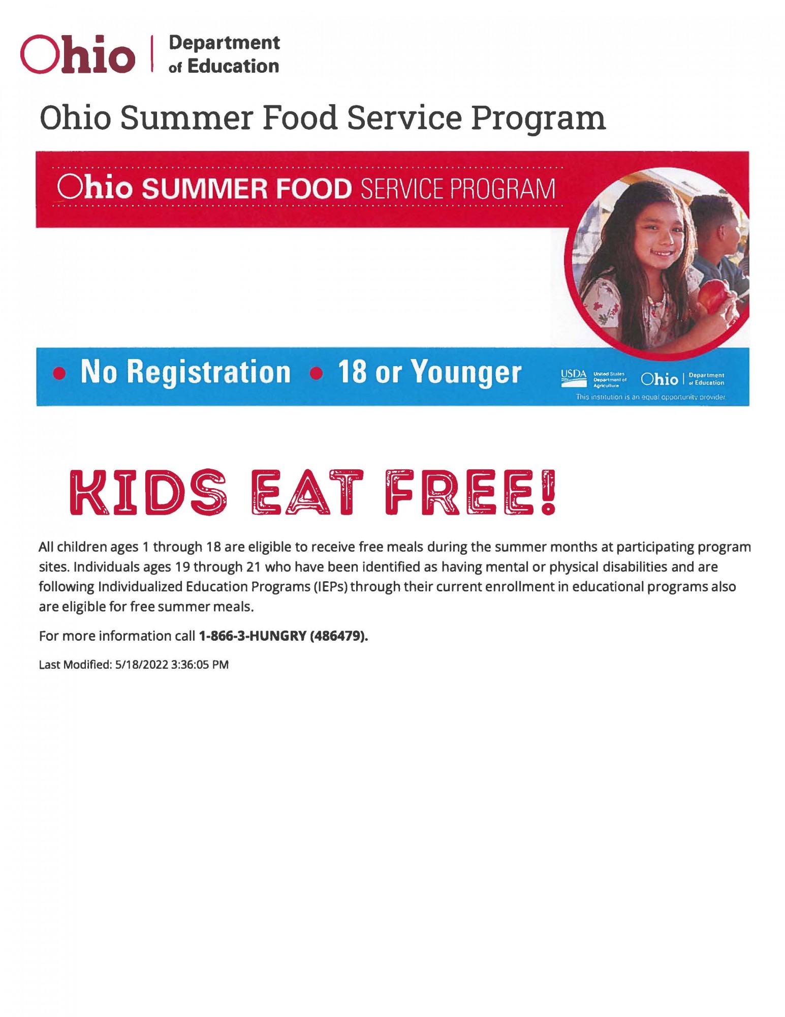 Ohio Summer Food Services